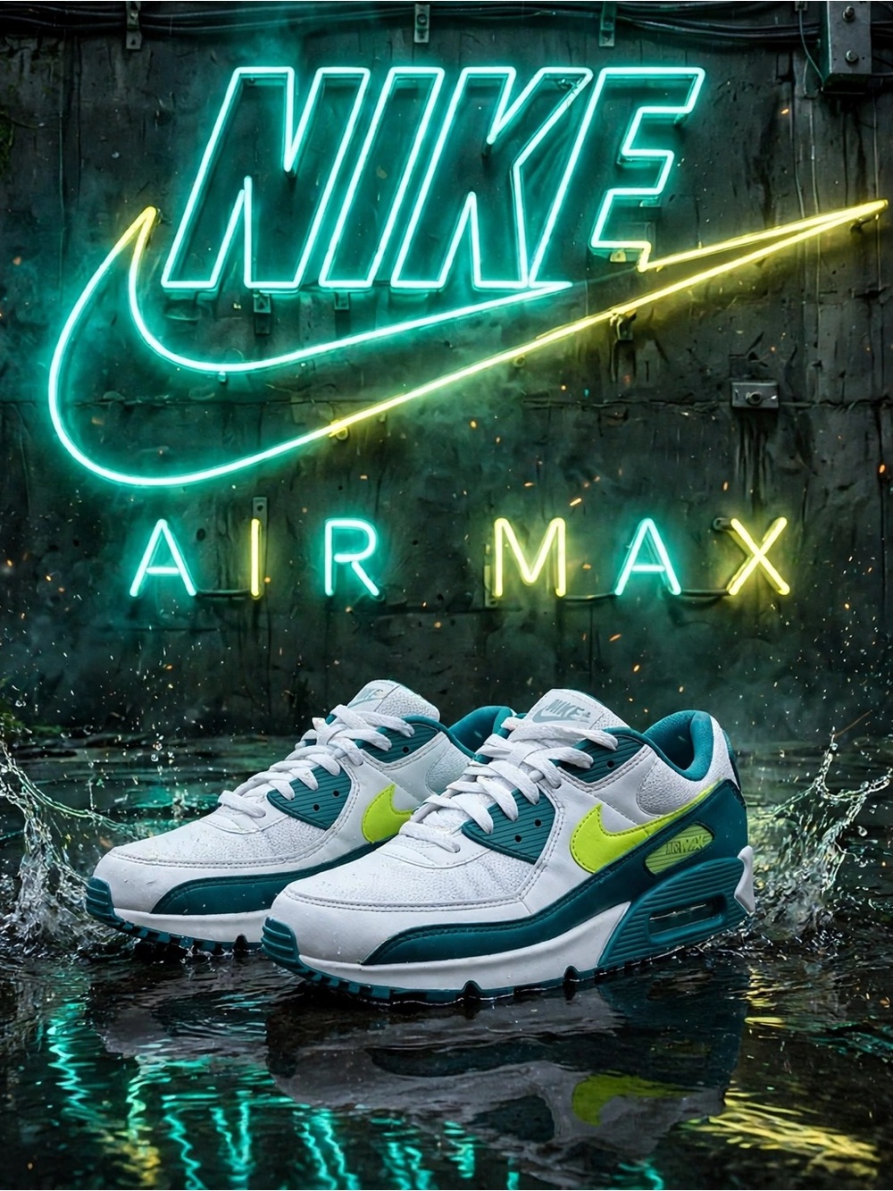Nike Air Max 90 Golf iWhite/Bright Spruce-Volt  (3025)